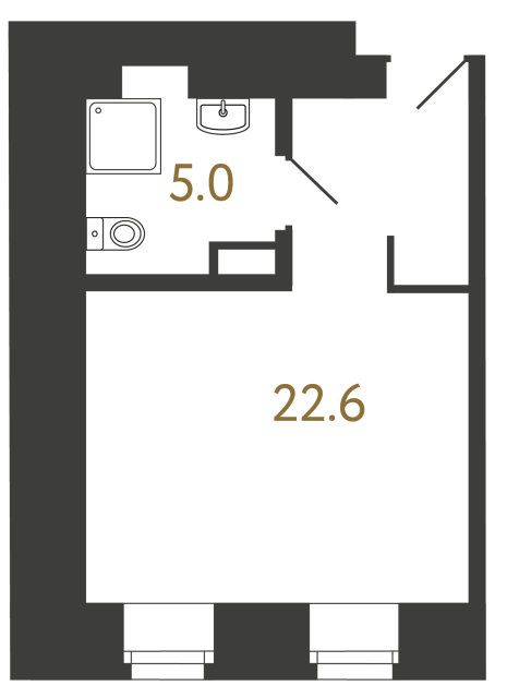 Однокомнатный номер №6 в ЖК Типография - 27.6 м²  - №2
