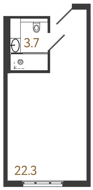 Апартаменты-студия №1114 в ЖК ARTSTUDIO M103 - 26 м²  - №2