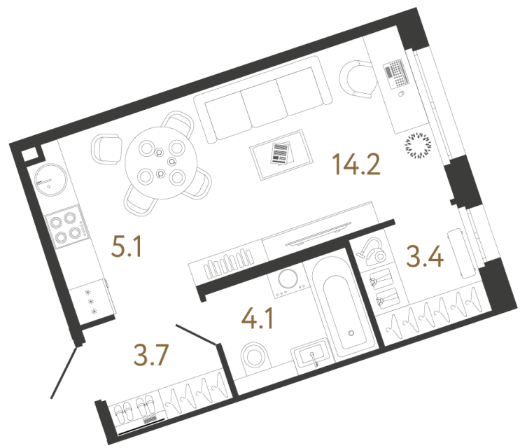 Студия №129 в ЖК Литера - 30.5 м²