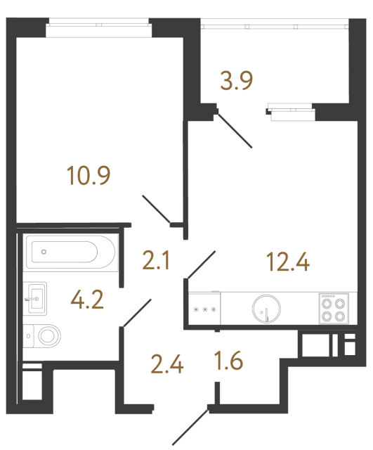 Однокомнатная квартира №176 в ЖК Литера - 33.6 м²  - №2