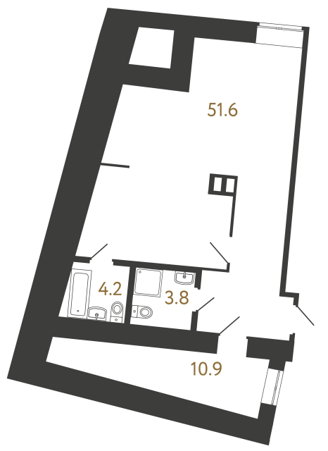 Однокомнатный номер №154 в ЖК Типография - 70.5 м²  - №2