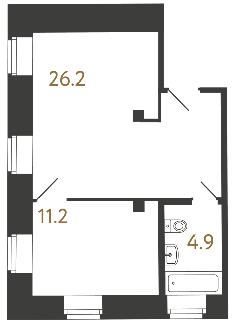 Однокомнатный номер №77 в ЖК Типография - 42.3 м²  - №2