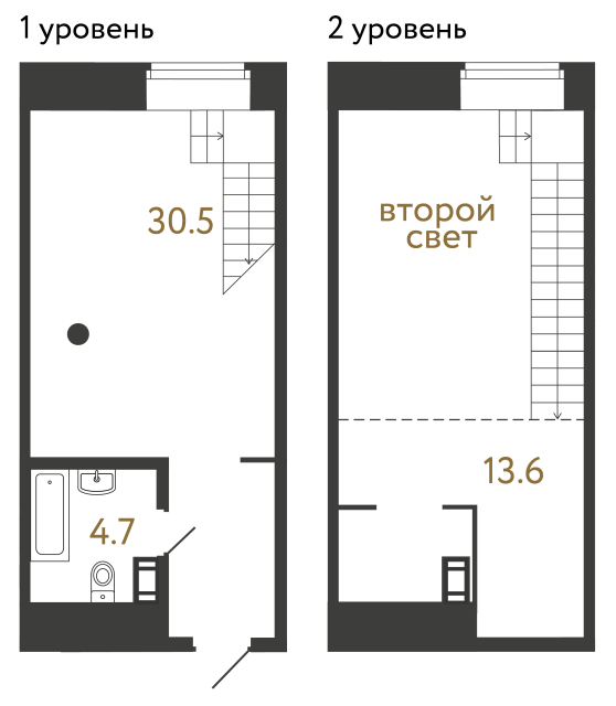 Однокомнатный номер №28 в ЖК Типография - 48.8 м²  - №2