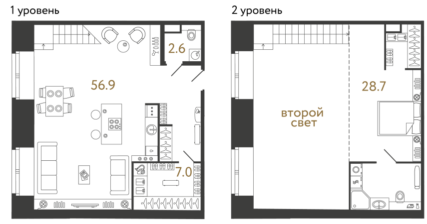 Однокомнатный номер №63 в ЖК Типография - 95.2 м²