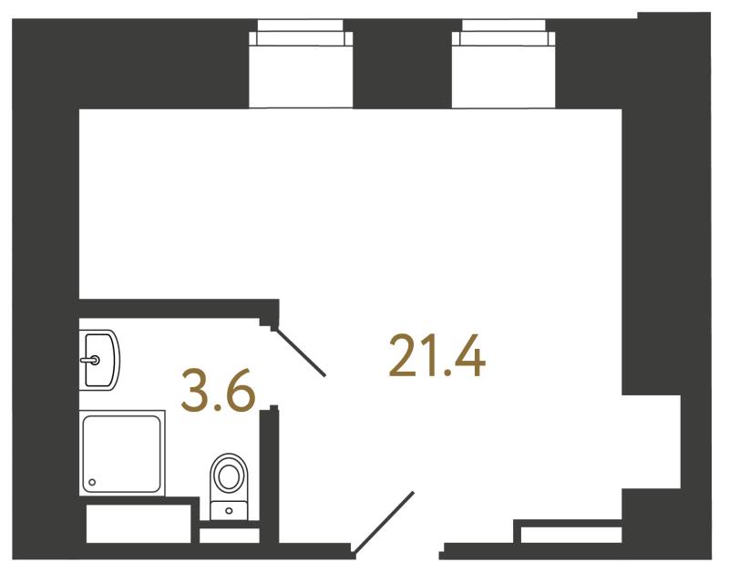 Однокомнатный номер №7 в ЖК Типография - 25 м²  - №2