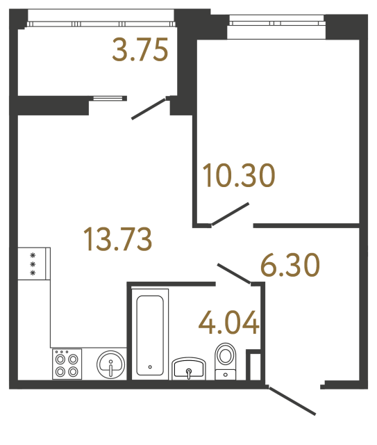 Однокомнатная квартира №776 в ЖК Ultra City 3 - 34.37 м²  - №2
