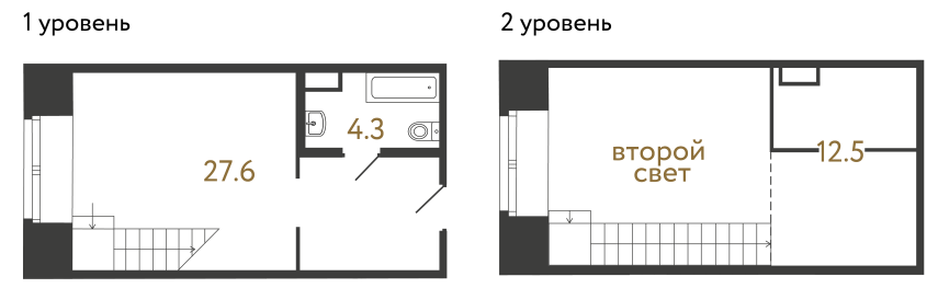 Однокомнатный номер №65 в ЖК Типография - 44.4 м²  - №2