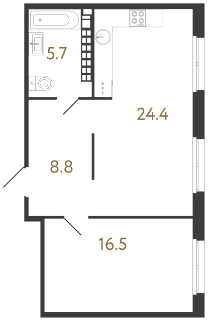 Однокомнатная квартира №55 в ЖК Визионер - 55.4 м²  - №2