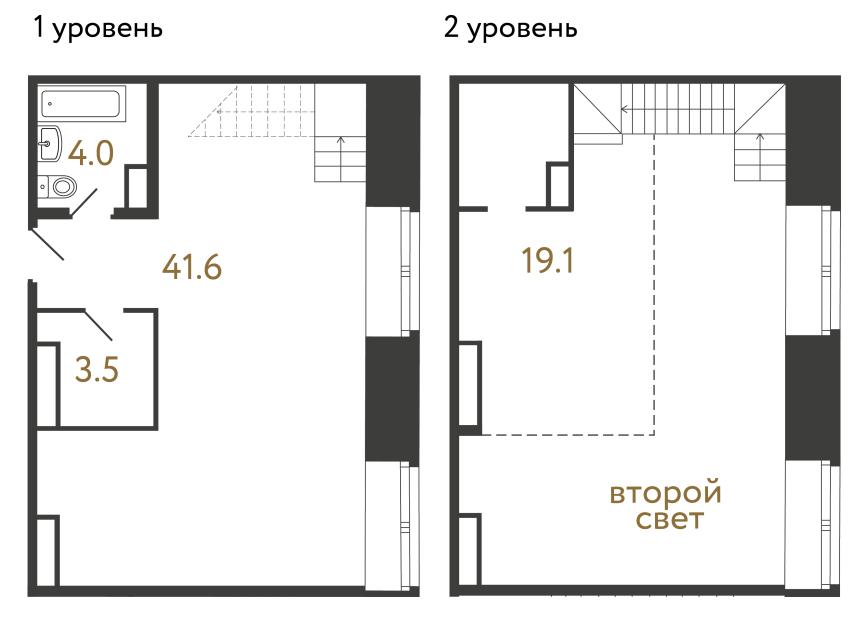 Однокомнатный номер №47 в ЖК Типография - 68.2 м²  - №2