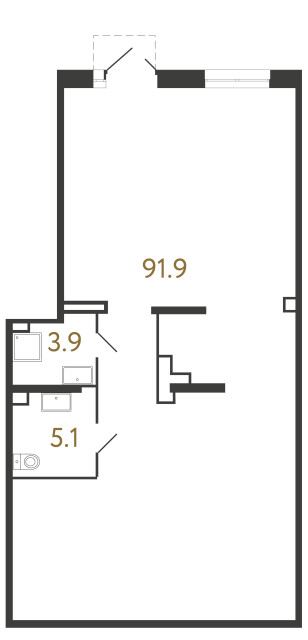 Коммерческое помещение №597 в ЖК Куинджи - 100.9 м²
