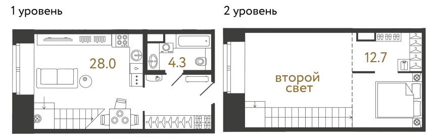 Однокомнатный номер №37 в ЖК Типография - 45 м²