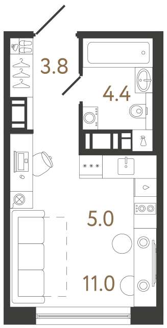 Студия №245 в ЖК Передвижники 2 - 24.2 м²