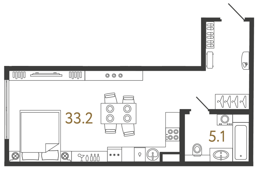 Однокомнатный номер №172 в ЖК Типография - 38.3 м²
