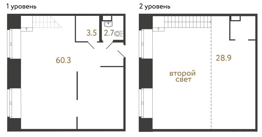 Однокомнатный номер №64 в ЖК Типография - 95.4 м²  - №2