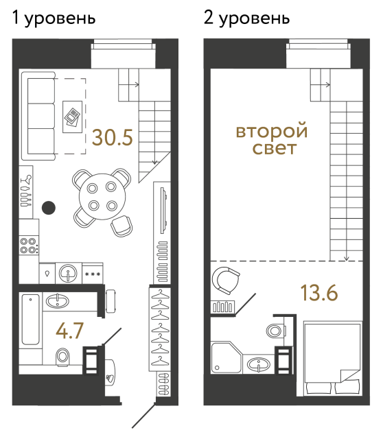 Однокомнатный номер №28 в ЖК Типография - 48.8 м²