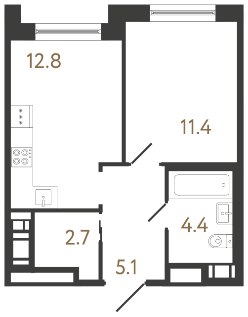 Однокомнатная квартира №278 в ЖК Передвижники 2 - 36.4 м²  - №2