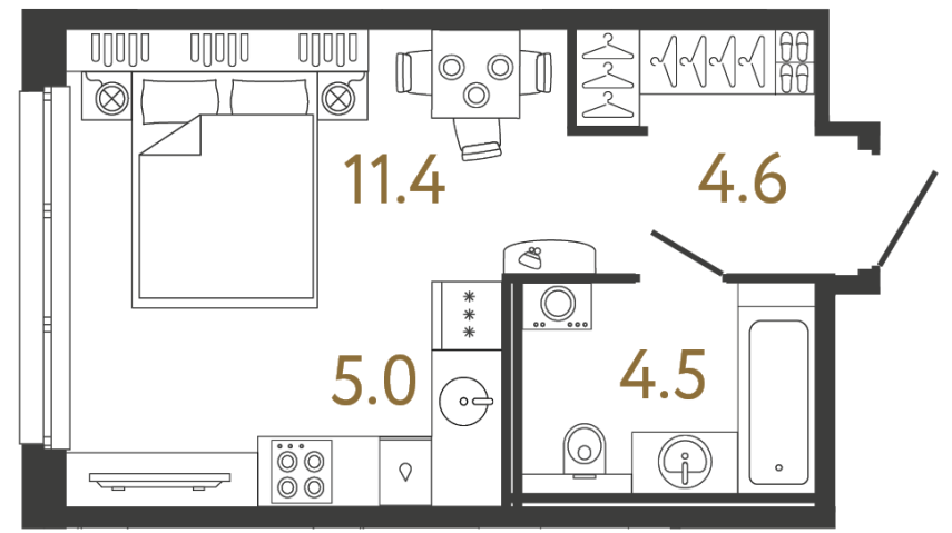Студия №197 в ЖК Передвижники - 25.5 м²