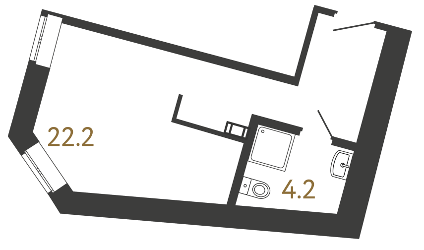 Однокомнатный номер №130 в ЖК Типография - 26.4 м²  - №2