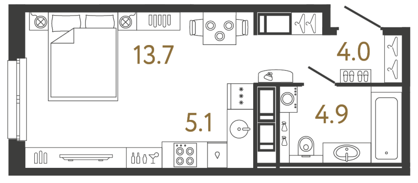 Студия №212 в ЖК Передвижники - 27.7 м²
