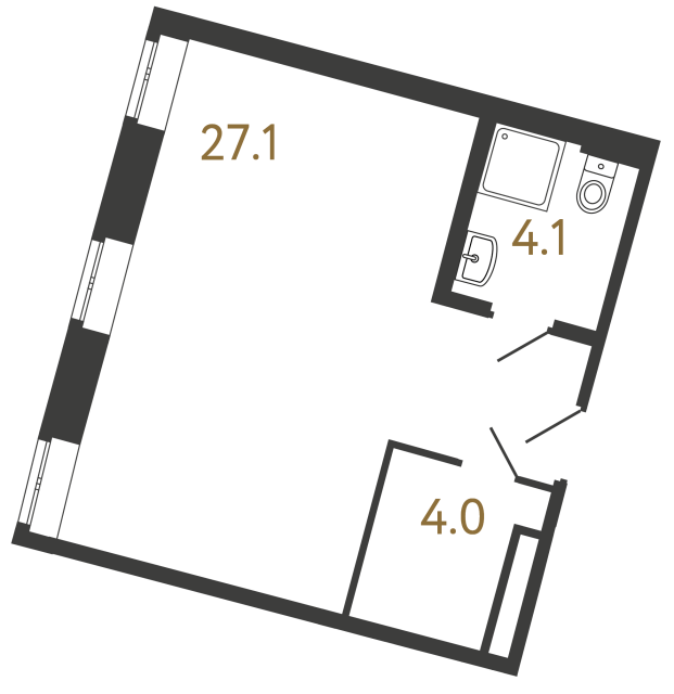Однокомнатный номер №122 в ЖК Типография - 35.2 м²  - №2