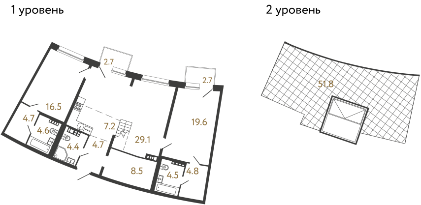 Двухкомнатная квартира №89 в ЖК Цвет Зеленогорска - 108.6 м²  - №2