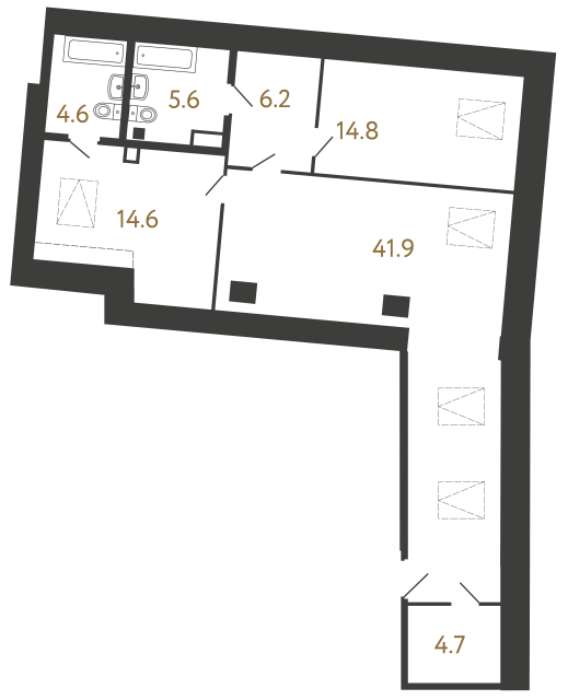 Двухкомнатный номер №108 в ЖК Типография - 92.4 м²  - №2