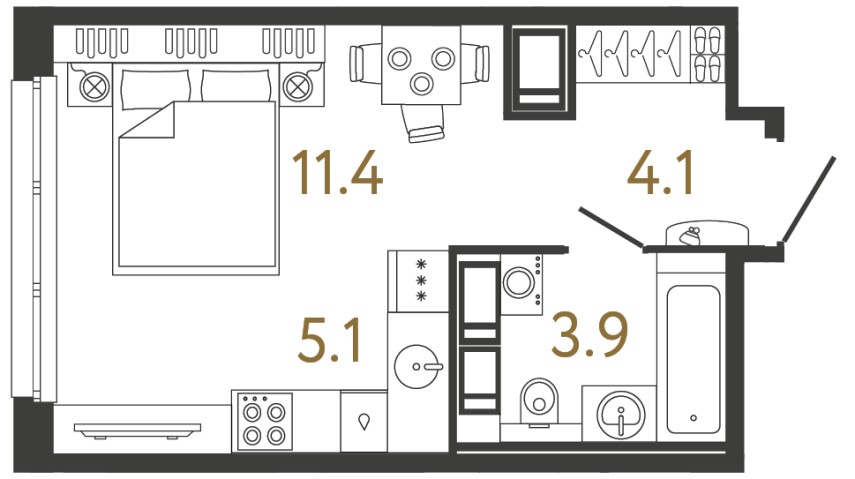 Студия №277 в ЖК Передвижники - 24.5 м²