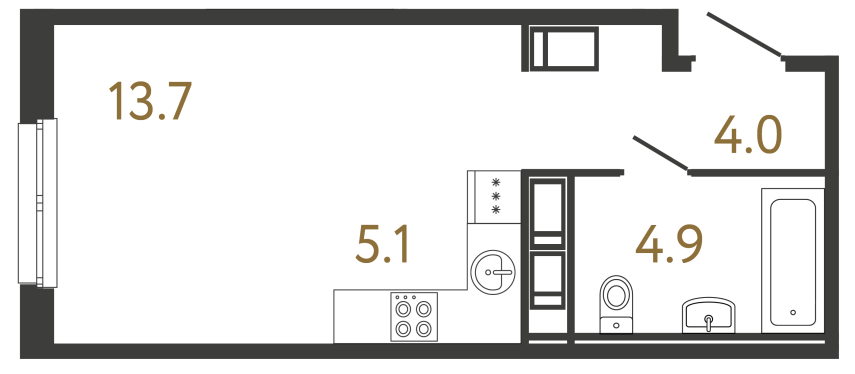 Студия №244 в ЖК Передвижники - 27.7 м²  - №2