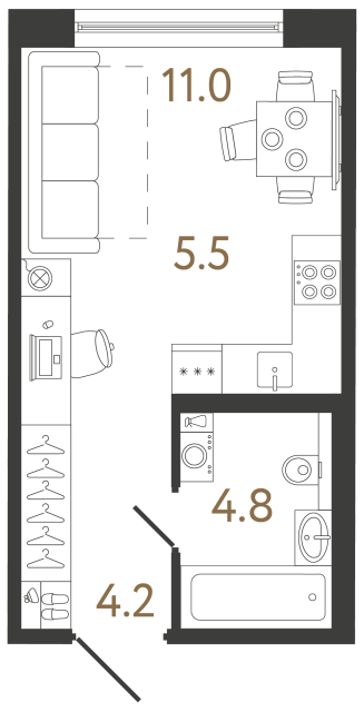 Студия №292 в ЖК Передвижники 2 - 25.5 м²