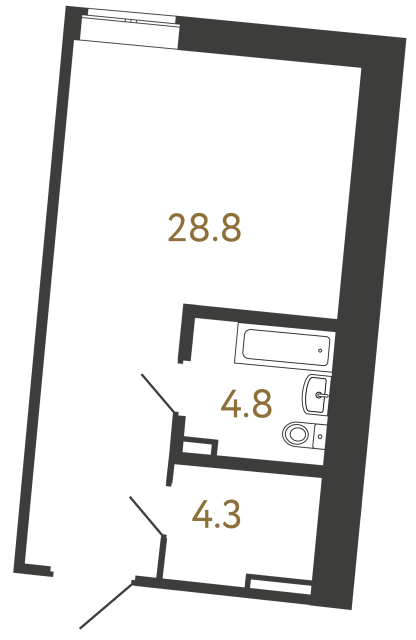 Однокомнатный номер №157 в ЖК Типография - 37.9 м²  - №2