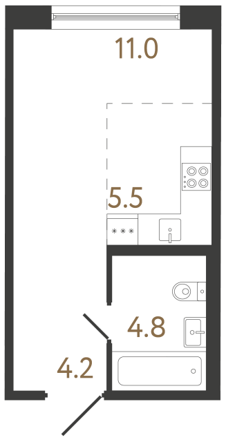 Студия №10 в ЖК Передвижники 2 - 25.5 м²  - №2
