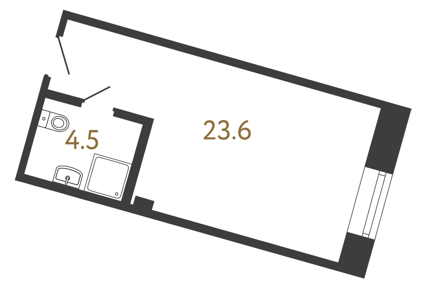 Однокомнатный номер №137 в ЖК Типография - 28.1 м²  - №2