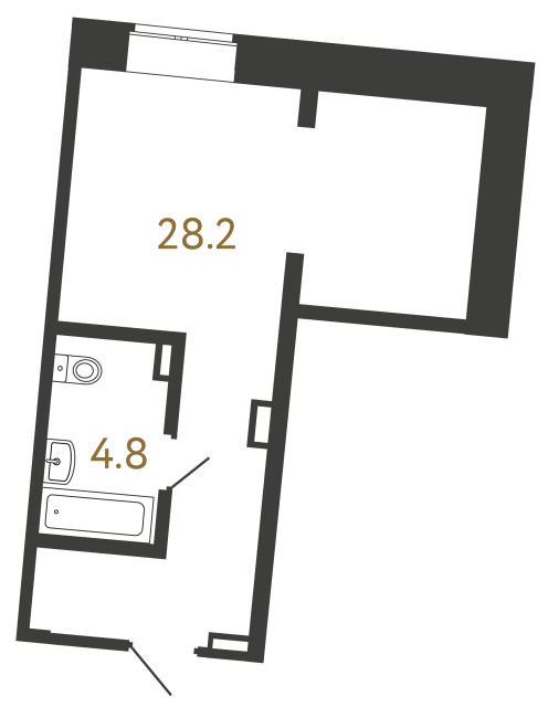 Однокомнатный номер №155 в ЖК Типография - 33 м²  - №2