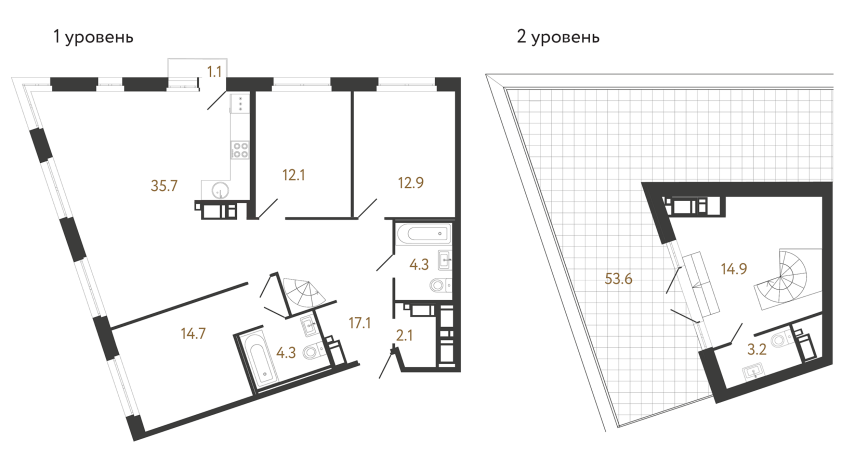Трёхкомнатная квартира №94 в ЖК Литера - 121.3 м²  - №2