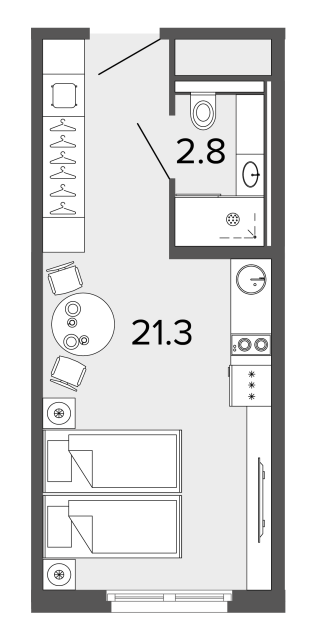 Апартаменты-студия №134 в апарт-отеле ARTSTUDIO Moskovsky - 23.8 м²