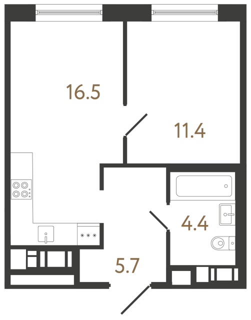 Однокомнатная квартира №47 в ЖК Передвижники 2 - 38 м²  - №2