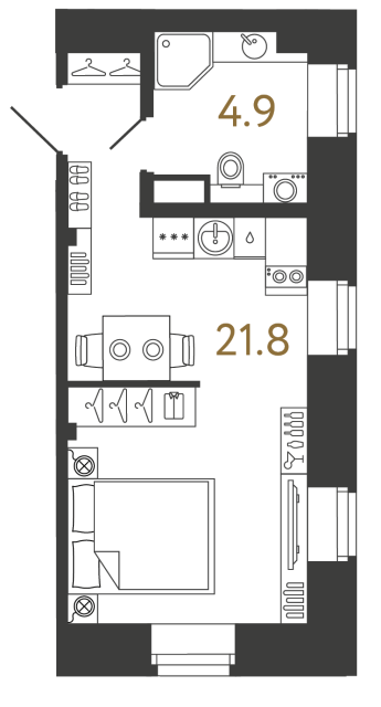 Однокомнатный номер №97 в ЖК Типография - 26.7 м²