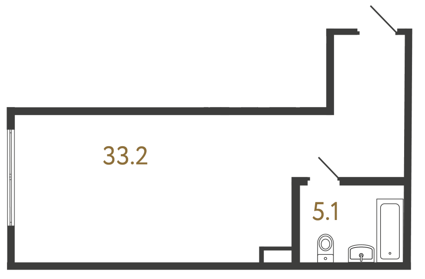 Однокомнатный номер №168 в ЖК Типография - 38.3 м²  - №2