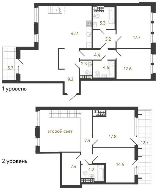 Четырехкомнатная квартира №56 в ЖК Коллекционер - 154.9 м²  - №2