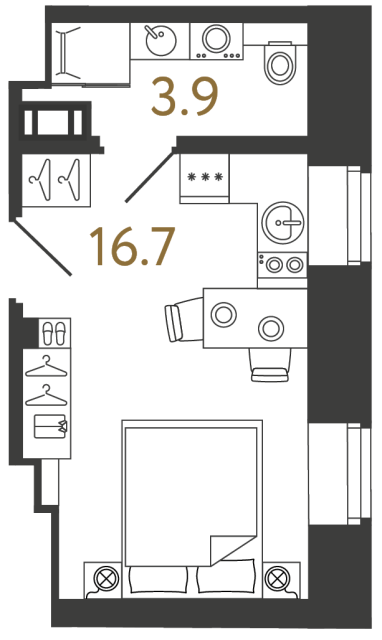 Однокомнатный номер №82 в ЖК Типография - 20.6 м²