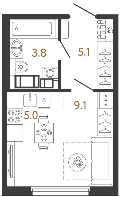Студия №207 в ЖК Гений - 23 м²