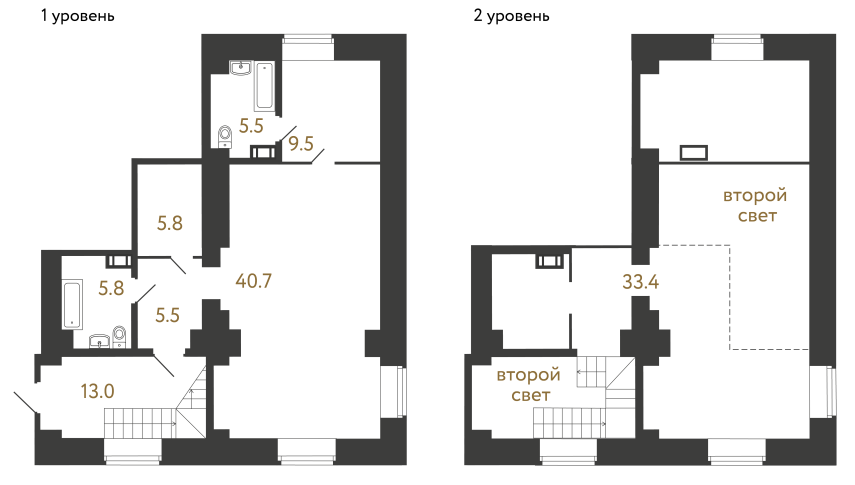 Двухкомнатные апартаменты №30 в ЖК Типография - 119.2 м²  - №2