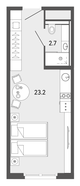 Апартаменты-студия №356 в апарт-отеле ARTSTUDIO Moskovsky - 25.9 м²
