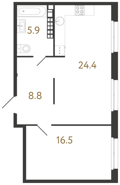 Однокомнатная квартира №39 в ЖК Визионер - 55.6 м²  - №2