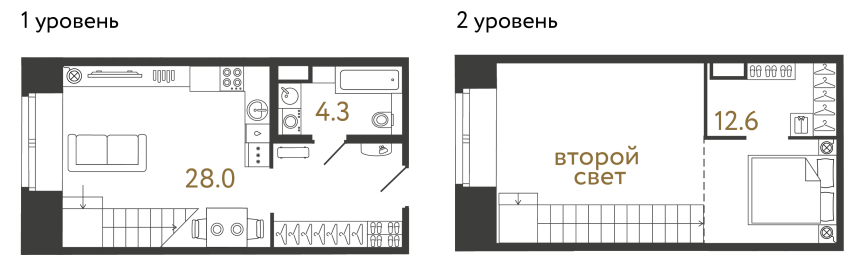 Однокомнатный номер №51 в ЖК Типография - 44.9 м²
