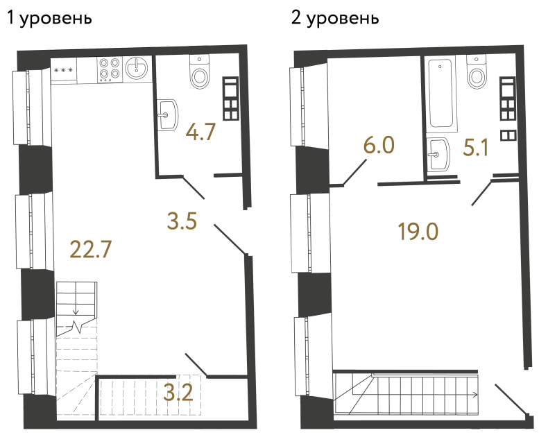 Однокомнатные апартаменты №81 в ЖК Светоч - 64.2 м²  - №2