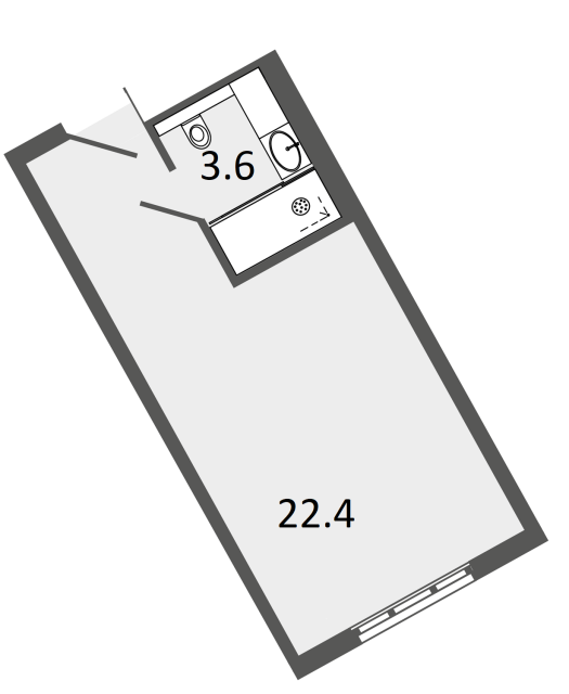 Апартаменты-студия №1222 в ЖК ARTSTUDIO M103 - 26 м²  - №2