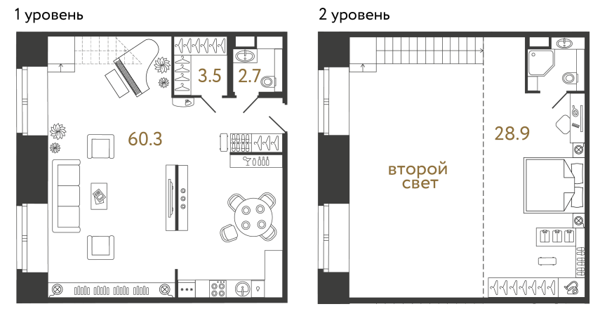 Однокомнатный номер №64 в ЖК Типография - 95.4 м²