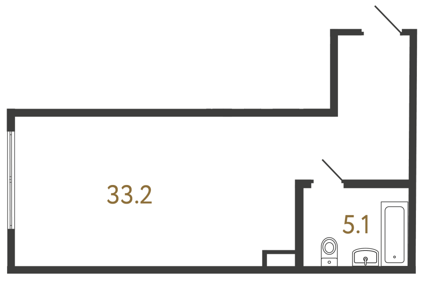 Однокомнатный номер №172 в ЖК Типография - 38.3 м²  - №2