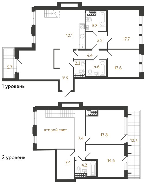 Четырехкомнатная квартира №56 в ЖК Коллекционер - 154.9 м²  - №2